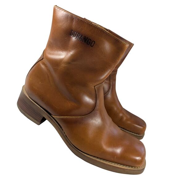 DURANGO! PECAN BROWN GENUINE LEATHER WESTERN SQUARE TOE ZIPPER BOOTS! SZ 13D - Picture 1 of 11